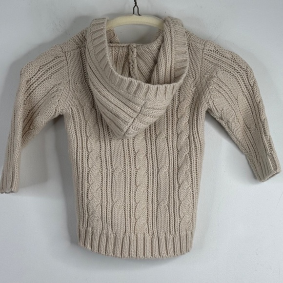 Zara Baby Sweater 9-12M Embroidered Butterfly Hood Boho Cream Cable Knit School - Picture 3 of 8